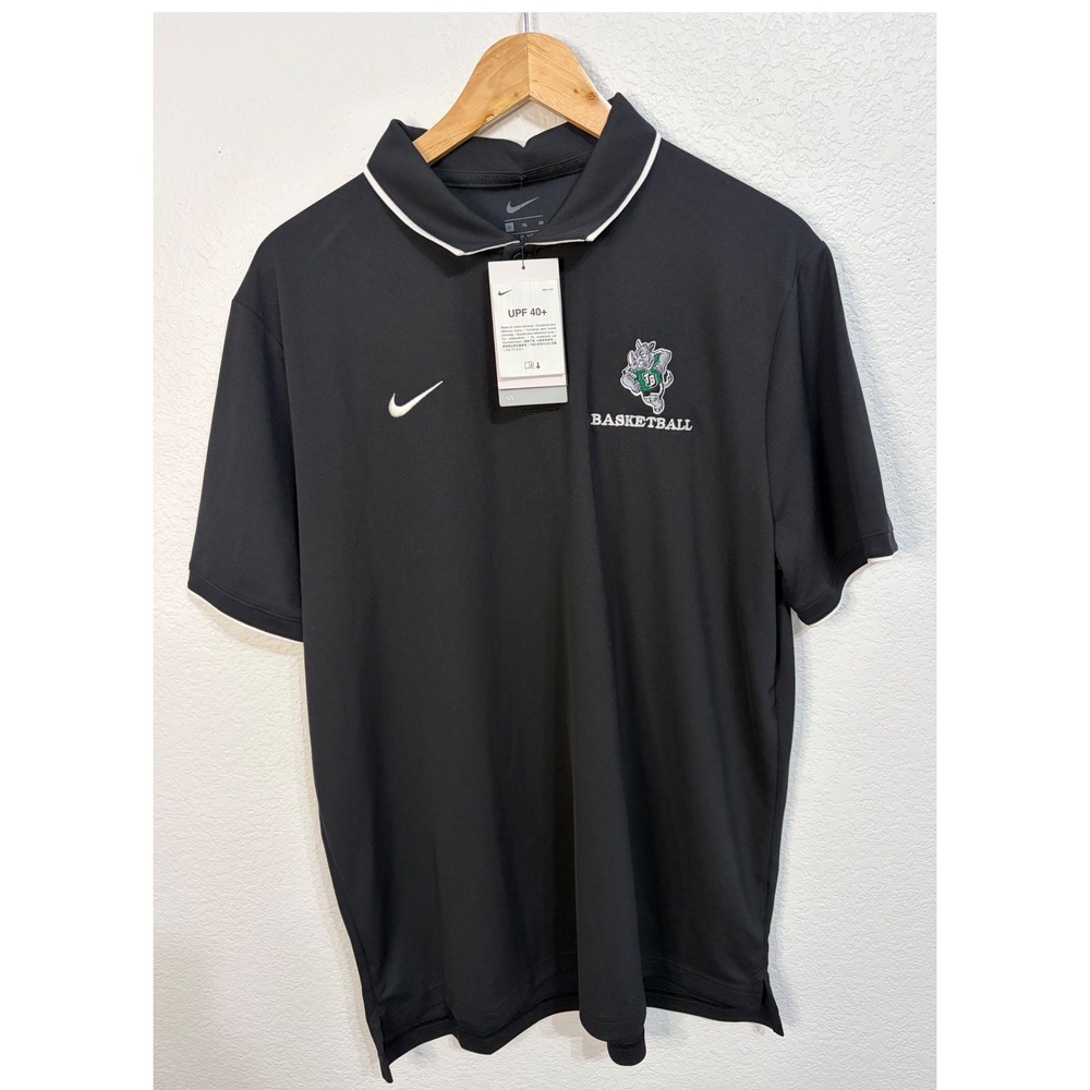 Nike Mens Dri-FIT Basketball Polo Shirt Black XL Rhino Mascot UPF 40+